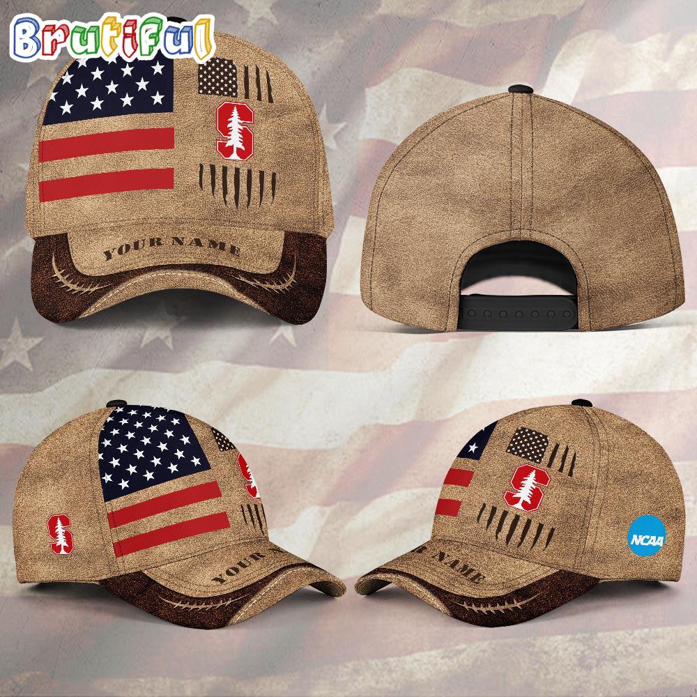 NCAA Stanford Cardinal Sport Team Pesonalized American Flag Baseball Cap
