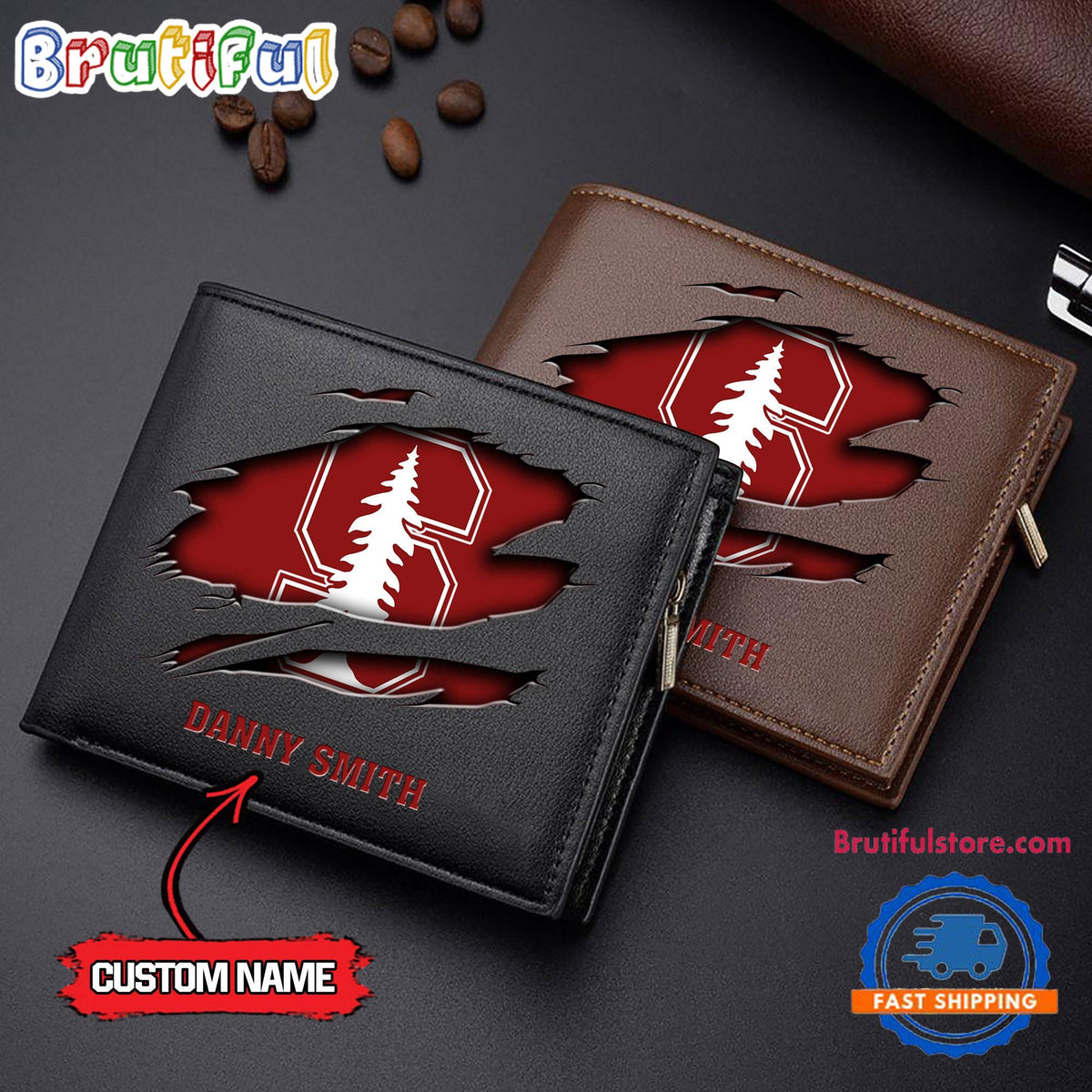NCAA Stanford Cardinal Sporty Custom Men’s Leather Wallet