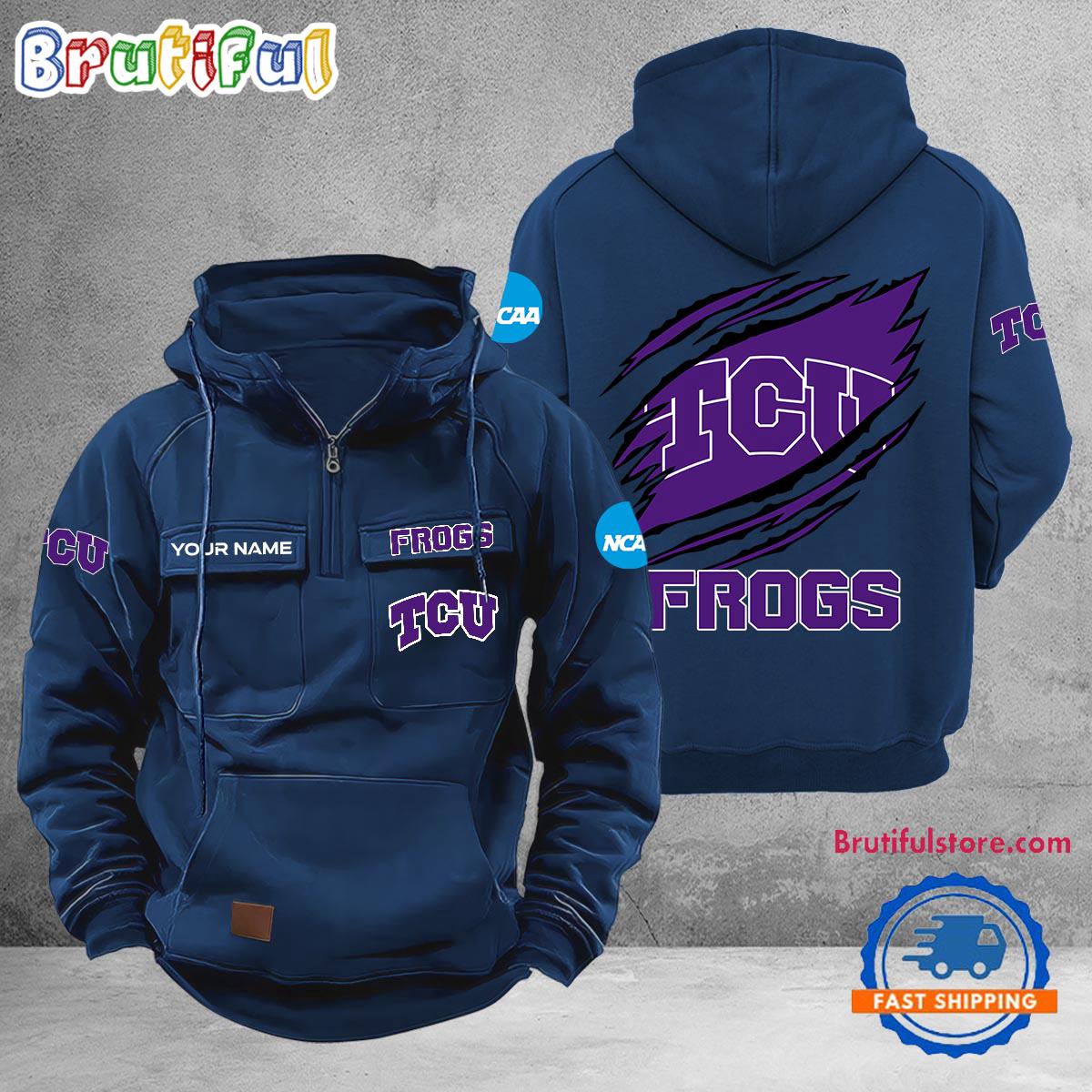 NCAA TCU Horned Frogs Sport Team Design Logo Name Cargo Hoodie