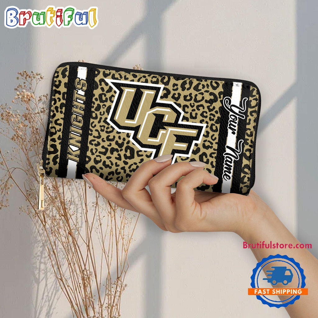 NCAA UCF Knights Leopard Women’s Zip Around Wallet, Sporty Women’s Wallet