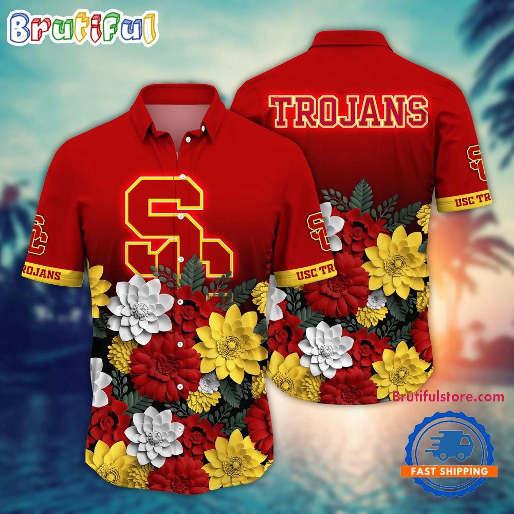 NCAA USC Trojans Flower Tropical Summer Beach Hawaiian Shirt