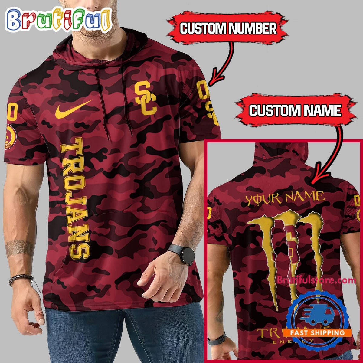 NCAA USC Trojans Special Camo Sleeveless Hoodie Design