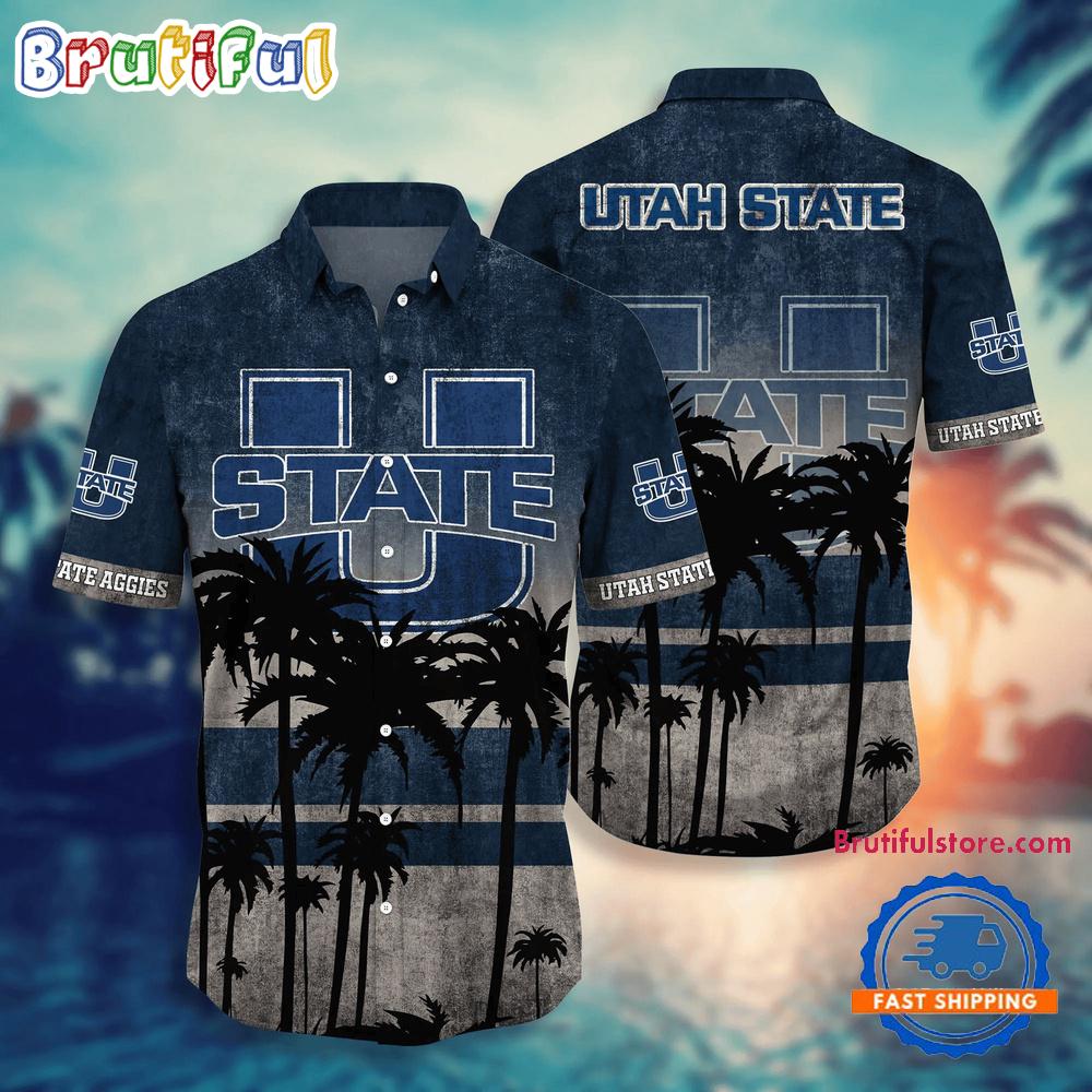 NCAA Utah State Aggies Palm Tree Tropical Summer Beach Hawaiian Shirt