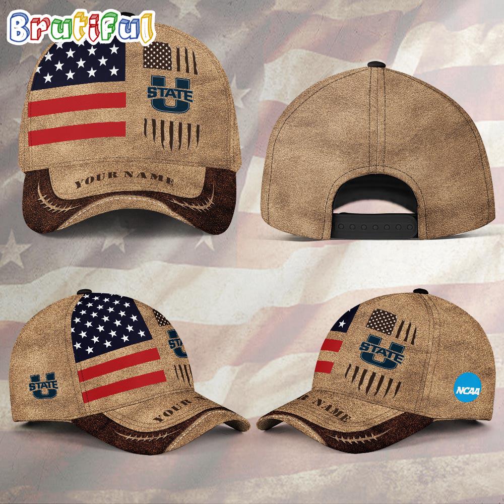 NCAA Utah State Aggies Sport Team Pesonalized American Flag Baseball Cap