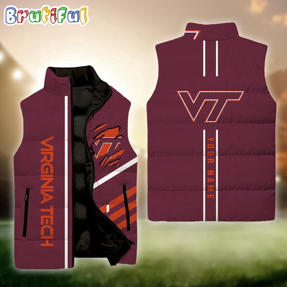 NCAA Virginia Tech Hokies Sport Team Personalized Sleeveless Down Puffer Jacket