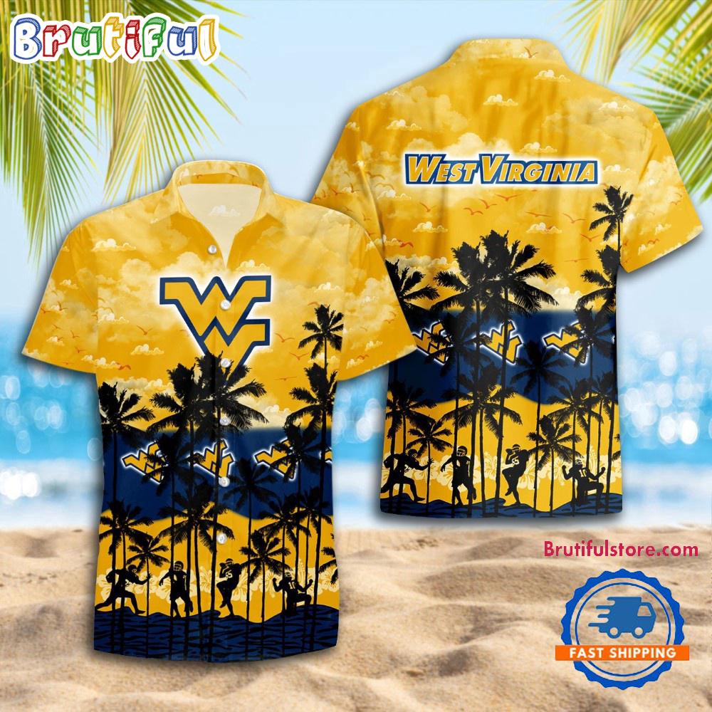 NCAA West Virginia Mountaineers Palm Tree Hawaiian Shirt