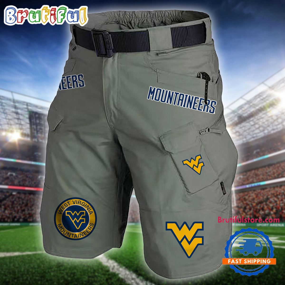 NCAA West Virginia Mountaineers Sport Team Military Tactical Shorts