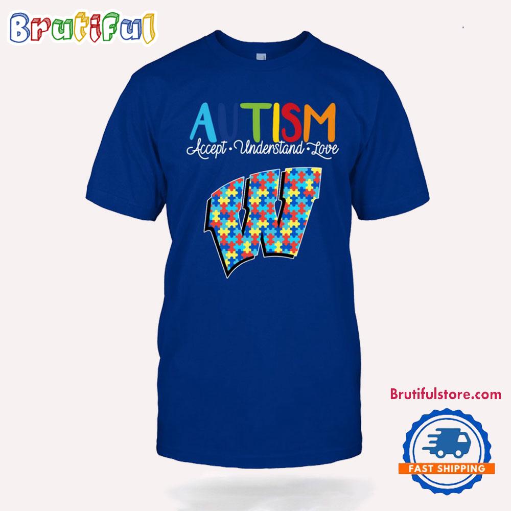 NCAA Wisconsin Badgers Autism Accept Understand Love T-Shirt
