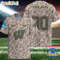 NCAA Wisconsin Badgers Camo Veterans Personalized Football Jersey