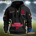 NCAA Wisconsin Badgers Heavy Hoodie, Sporty Quarter Zip Hoodie