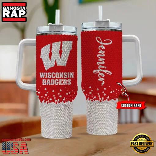 NCAA Wisconsin Badgers Custom Name Stanley Diamond Tumbler 40oz