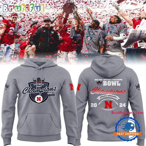 Nebraska Cornhuskers Football Bad Boy Mowers Pinstripe Bowl Champions Hoodie Shirt