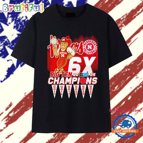 Nebraska Cornhuskers volleyball 6x Big Ten Champions 2025 T Shirt