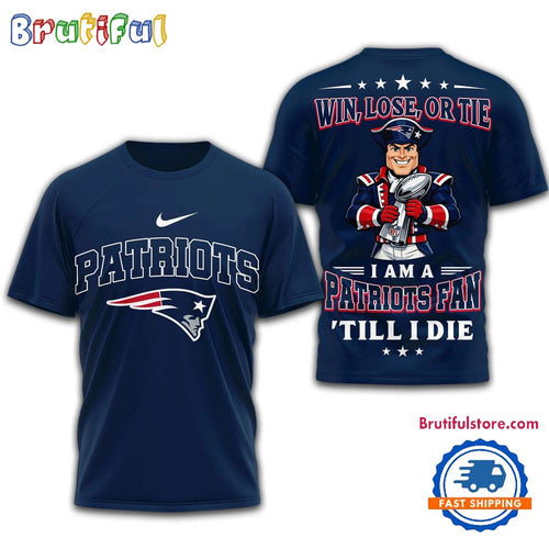 New England Patriots 2026 NFL Football Fan Till I Die Mascot 3D Shirt
