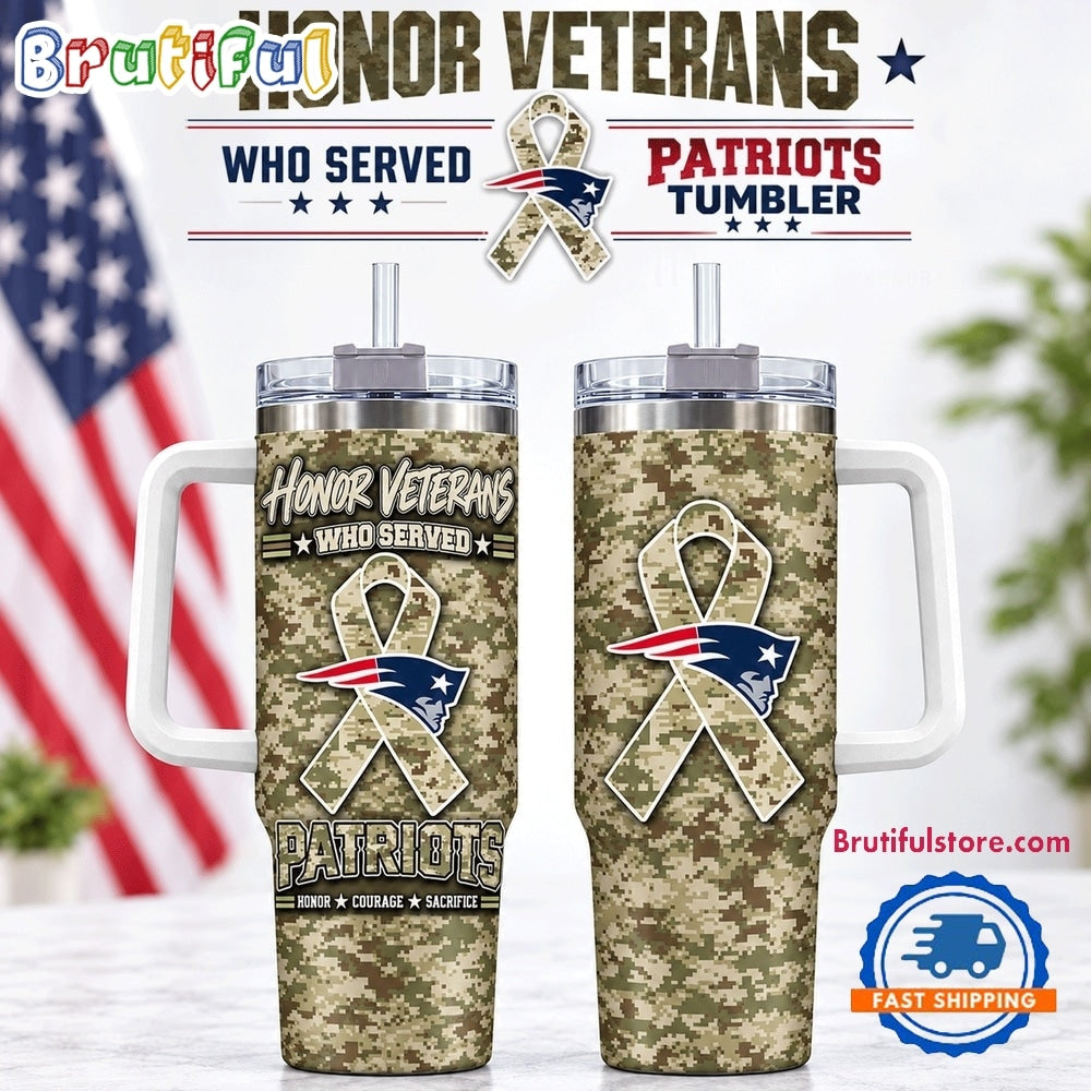 New England Patriots 2026 NFL Honor Veterans Camo Stanley Tumbler