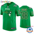 New England Patriots #38 Brandon Bolden St. Patricks Day Kelly Green Football Jersey