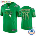 New England Patriots #87 Rob Gronkowski Jersey St. Patricks Day Kelly Green Lucky Football Jersey