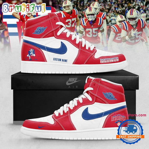 New England Patriots Drake Maye Classic Logo 2025 Air Jordan 1 Hightop Shoes