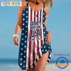 New England Patriots In My Veins USA In My Heart Independence Day Women’s Summer Beach Sling Dress