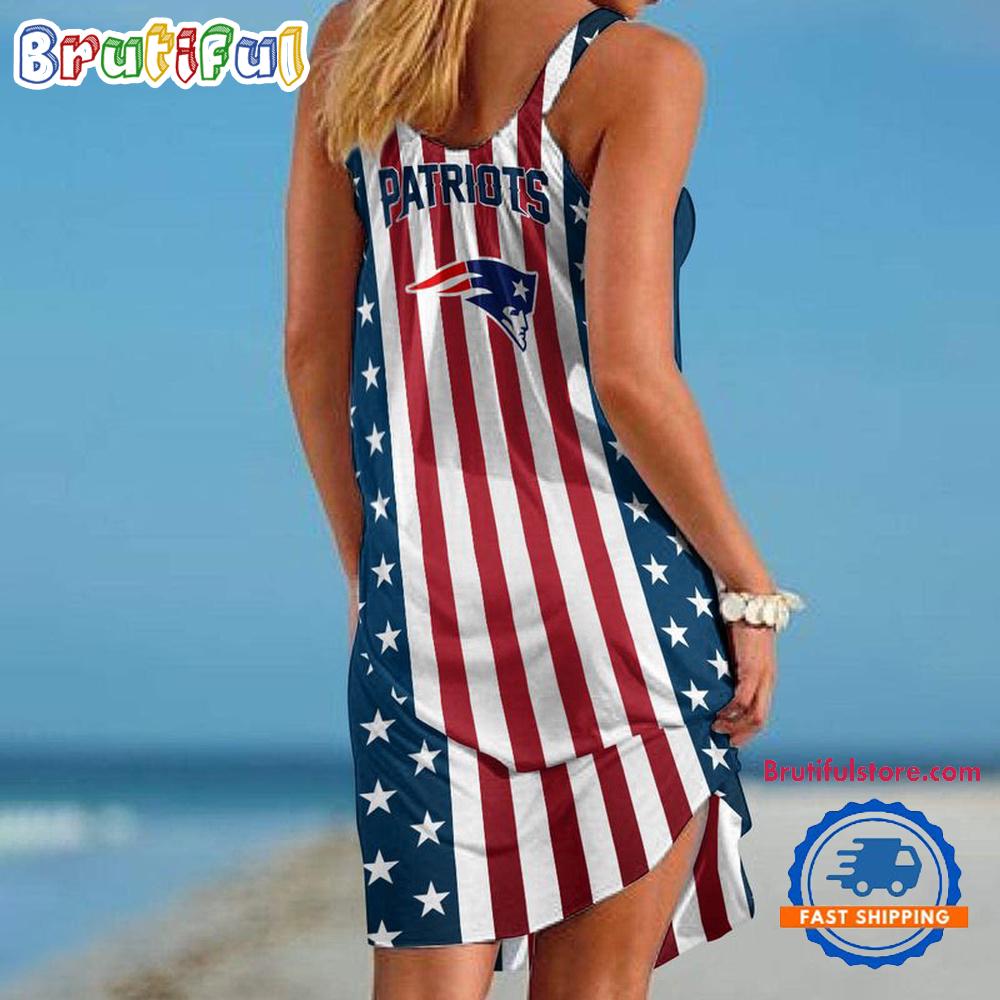 New England Patriots In My Veins USA In My Heart Independence Day Women’s Summer Beach Sling Dress