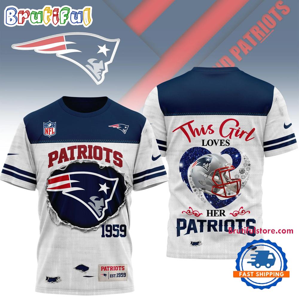 New England Patriots NFL Girl Heart & Helmet 3D Shirt