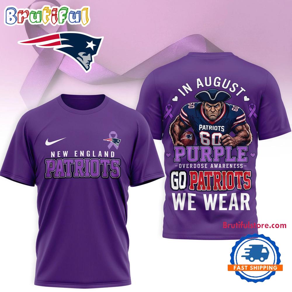 New England Patriots NFL In August We Wear Purple Overdose Awareness 3D Shirt