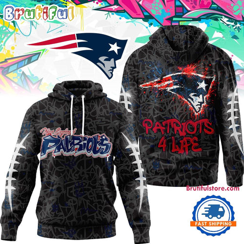 New England Patriots NFL Special Graffiti My Team 4 Life All Over Print Hoodie Shirt