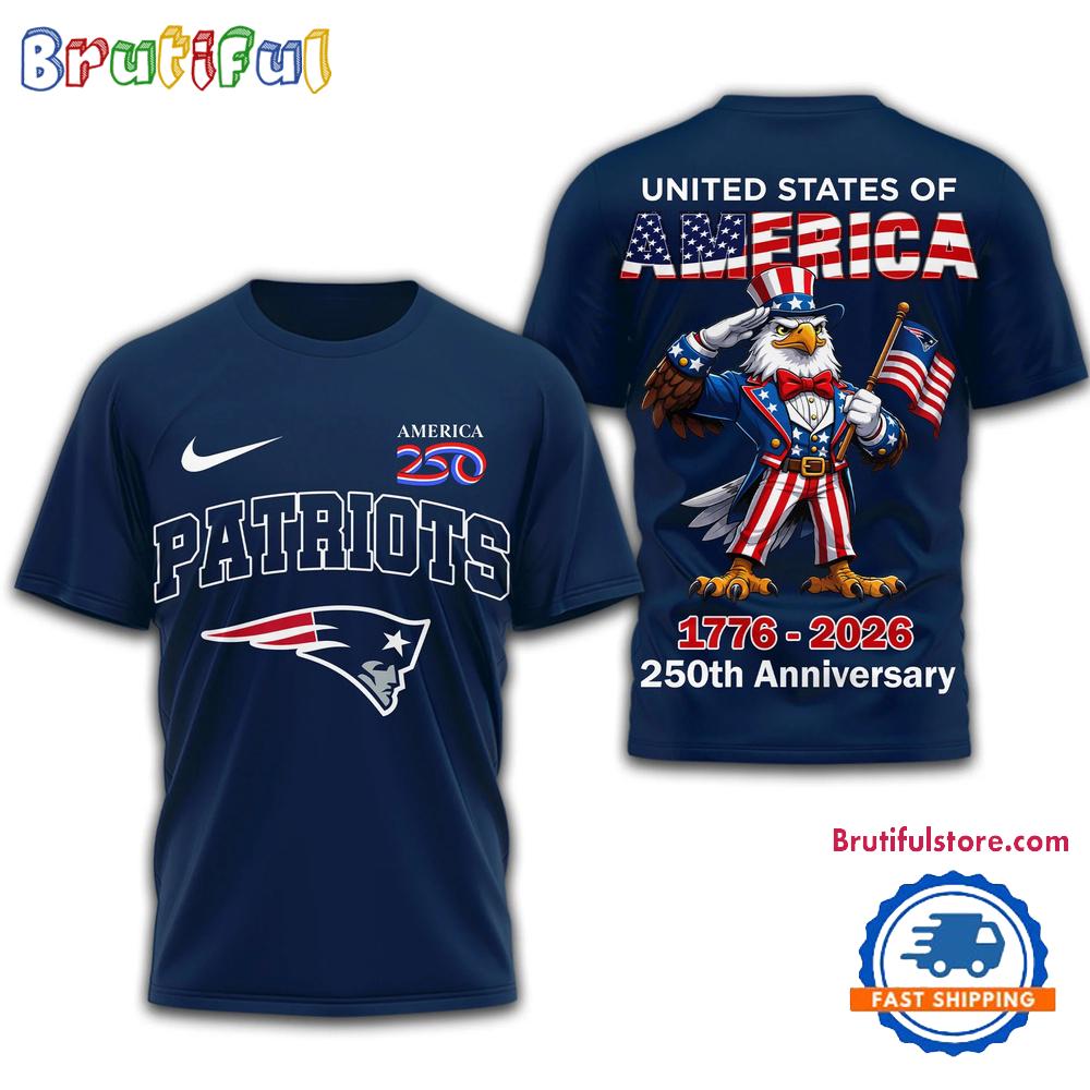 New England Patriots NFL United States of American 250th Anniversary 3D T Shirt