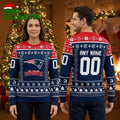 New England Patriots Personalized Logo Custom Name And Number Ugly Christmas Sweater