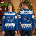 New England Patriots Santa Sleigh Logo Custom Name Ugly Christmas Sweater
