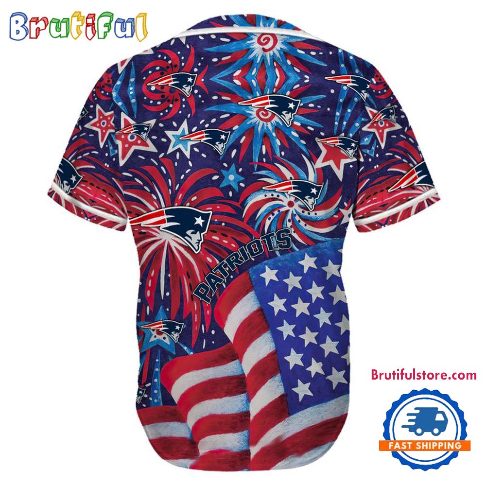 New England Patriots USA Flag Independence Day Baseball Jersey, Sport Team 4th of July Jersey