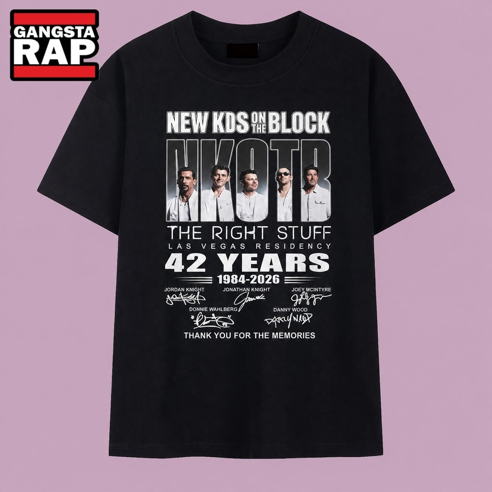 New Kids On The Block 42 Years Las Vegas Residency Signatures T Shirt, Music 2D Shirt