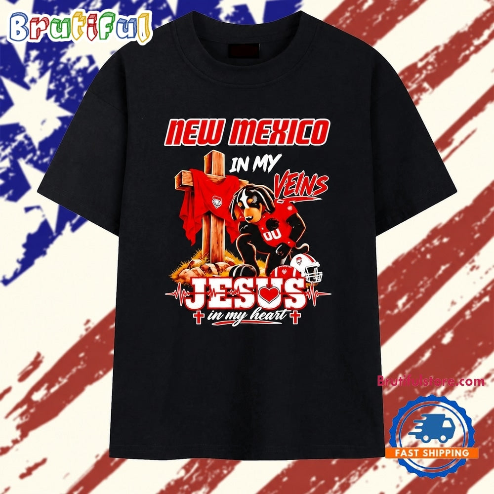 New Mexico in My Veins Jesus in My Heart Football Dog T Shirt