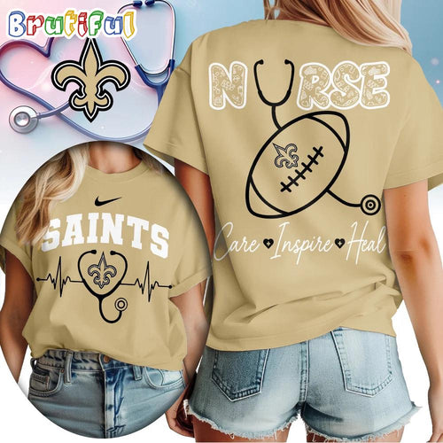 New Orleans Saints 2026 NFL Nurse Care Inspire Heal Unisex 3D Shirt