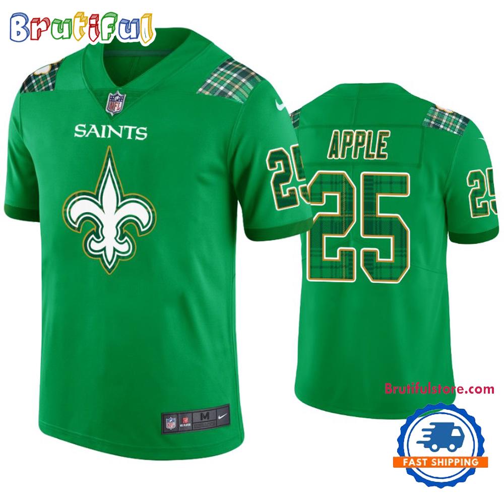 New Orleans Saints #25 Eli Apple Jersey St. Patricks Day Kelly Green Lucky Football Jersey