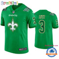 New Orleans Saints #3 Wil Lutz Jersey St. Patricks Day Kelly Green Lucky Football Jersey