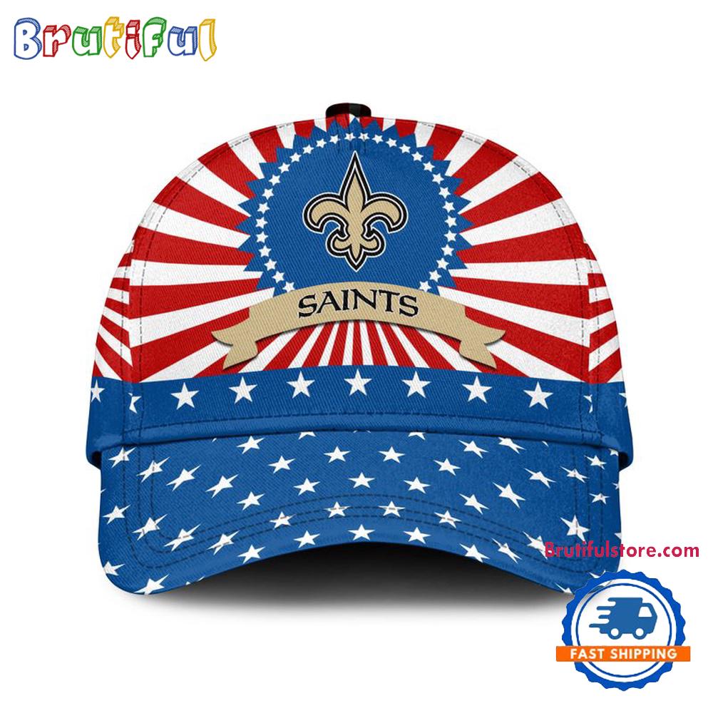 New Orleans Saints American Flag Pattern Independence Day Baseball Cap