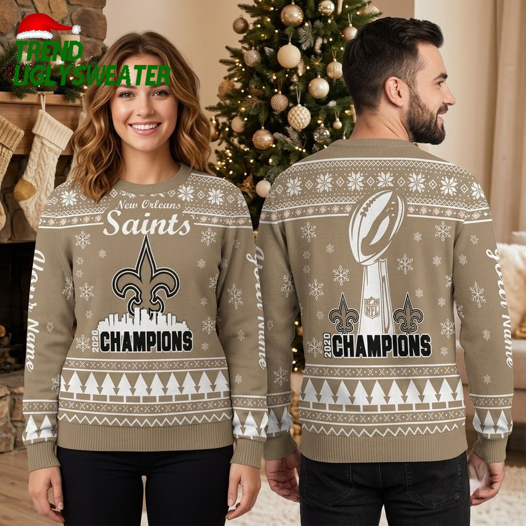 New Orleans Saints Fleur De Lis Champions Football Ugly Christmas Sweater