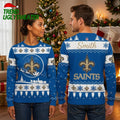New Orleans Saints Fleur De Lis Custom Name Holiday Gift For Saints Fans Ugly Christmas Sweater
