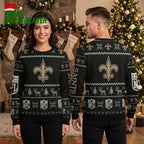 New Orleans Saints Fleur De Lis Reindeer Pattern Ugly Christmas Sweater
