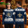 New Orleans Saints Fleur De Lis Santa Sleigh Gift For Fans Ugly Christmas Sweater