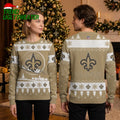 New Orleans Saints Fleur De Lis Santa Sleigh Ugly Christmas Sweater