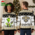 New Orleans Saints Grinch Holding Football Ugly Christmas Sweater