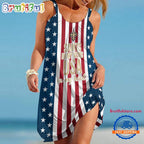 New Orleans Saints In My Veins USA In My Heart Independence Day Women’s Summer Beach Sling Dress