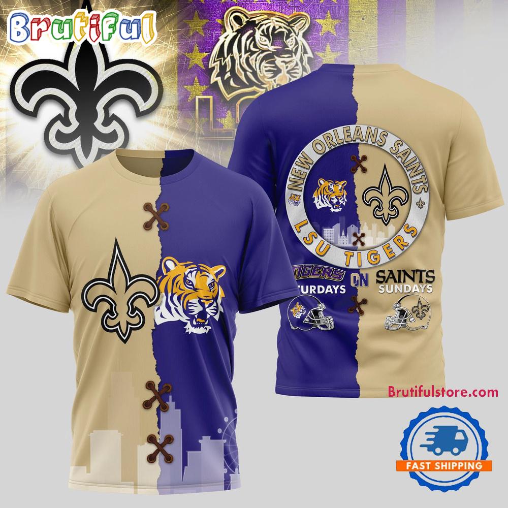 New Orleans Saints NFL x LSU Tigers NCAA Limited Edition 3D Shirt