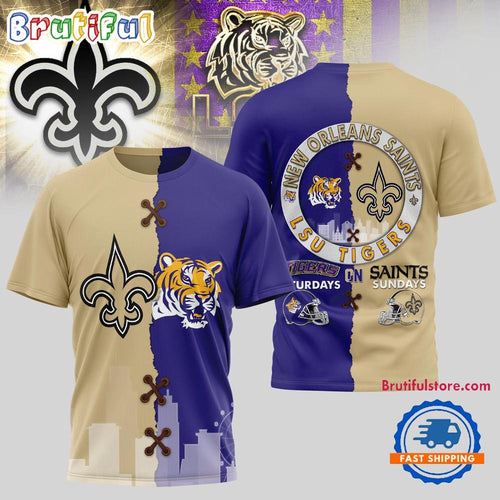 New Orleans Saints NFL x LSU Tigers NCAA Limited Edition 3D Shirt