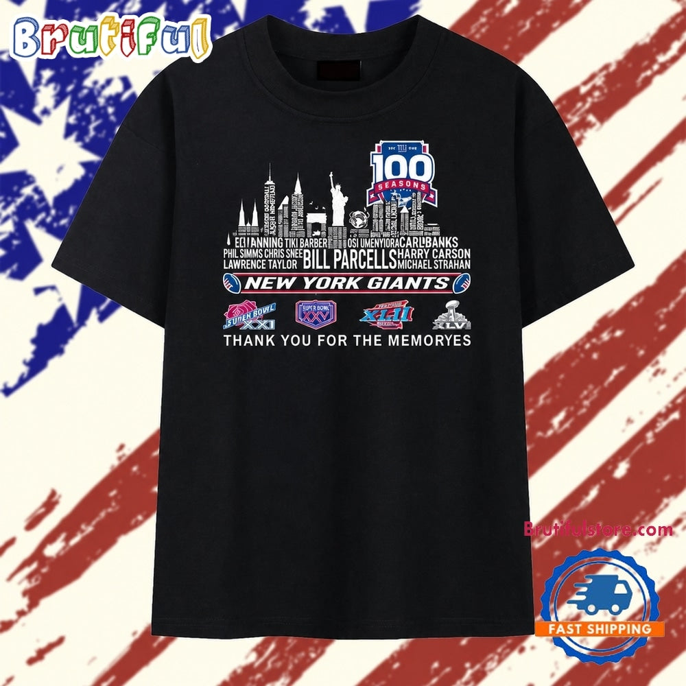 New York Giants 100 Seasons Super Bowl Champions Graphic Football T Shirt