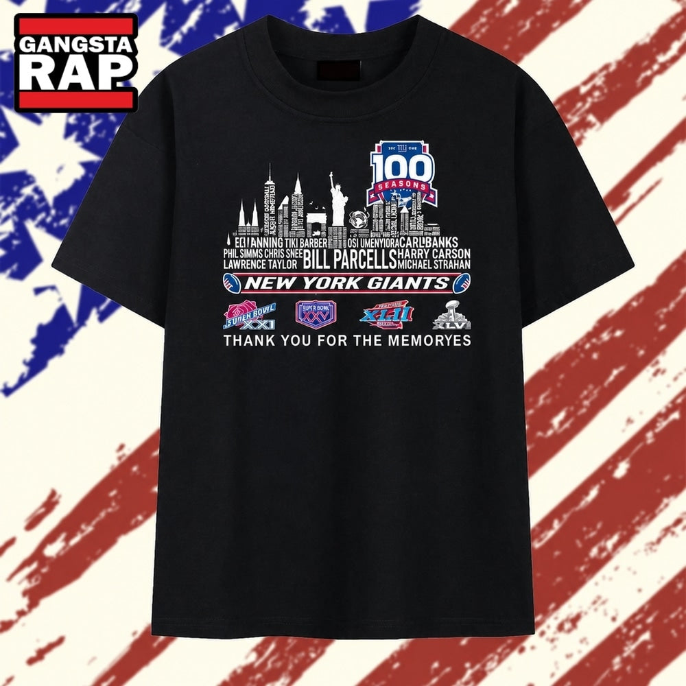 New York Giants 100 Seasons Super Bowl Champions Graphic Football T Shirt