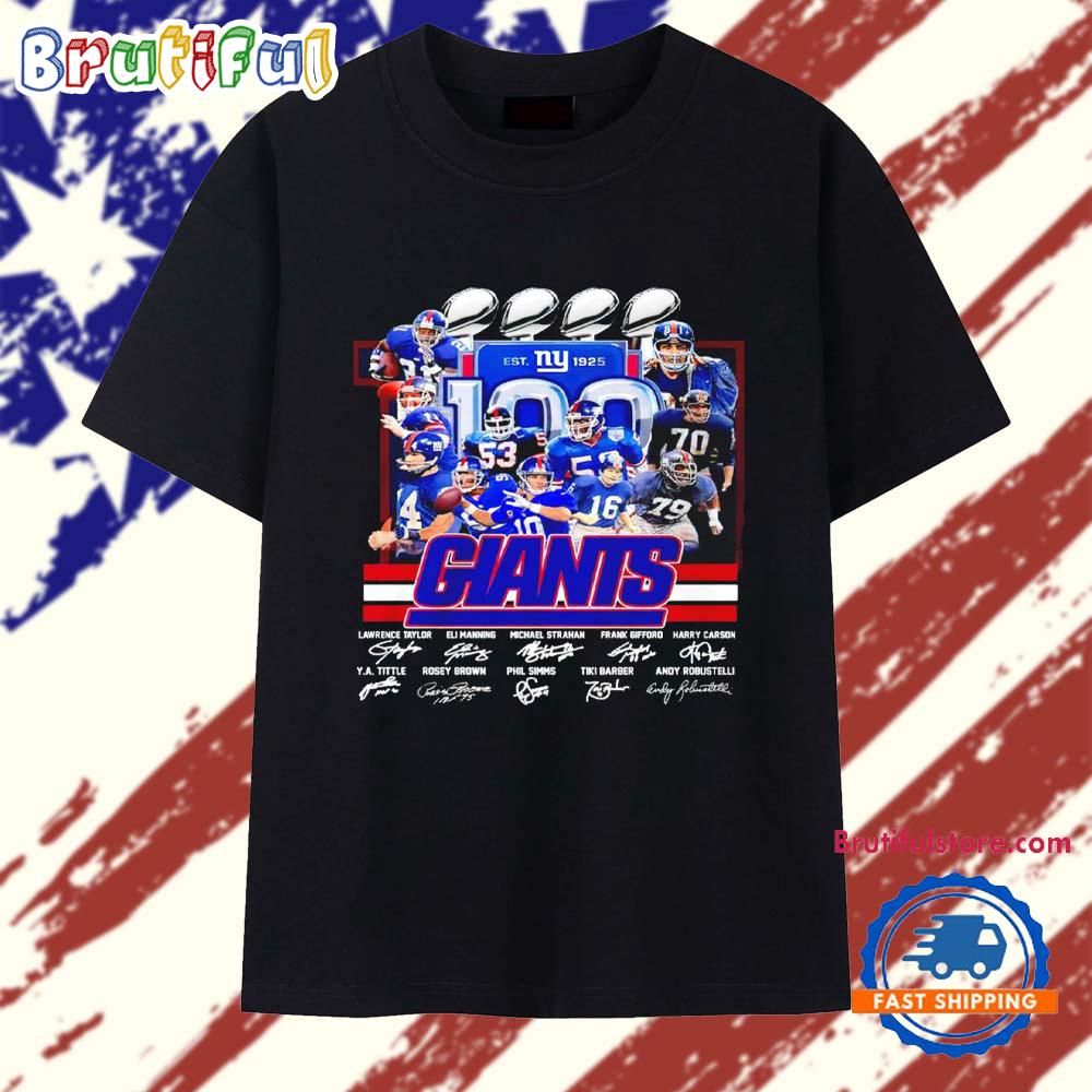 New York Giants 100th Anniversary Signature T Shirt