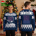 New York Giants Custom Name Santa Sleigh Logo Ugly Christmas Sweater
